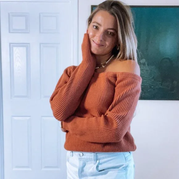 Superdown Ravie One Shoulder Sweater in Rust - Picture 5 of 5